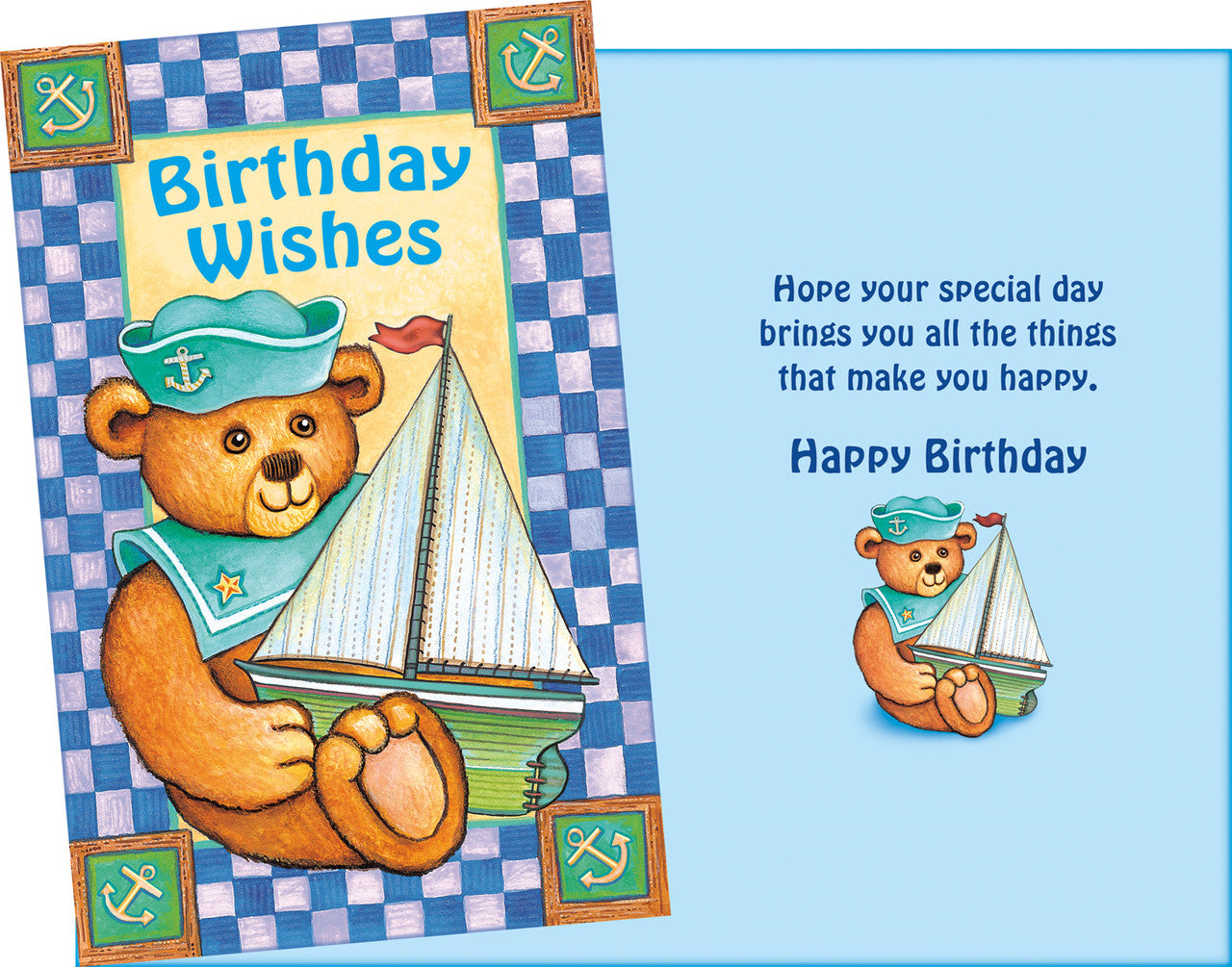 Bear and Boat Kids Birthday Card