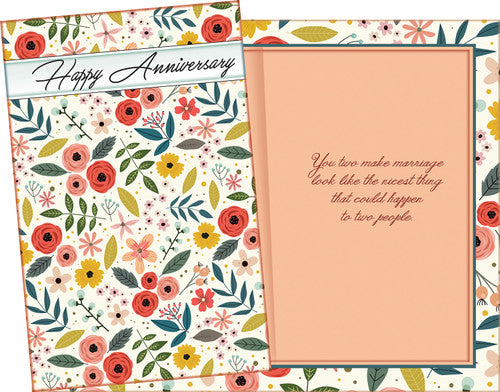 Floral Anniversary Card to Couple